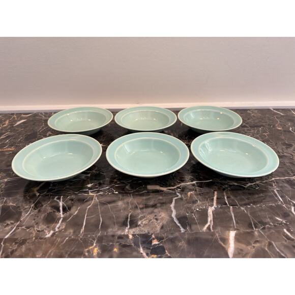 Vintage TS&T Luray Pastels Blue Rim Fruit Dessert Bowl 5 3/8" MCM Set Of 6 - Picture 2 of 9